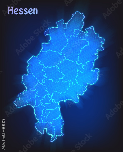 Karte von Hessen als Scribble