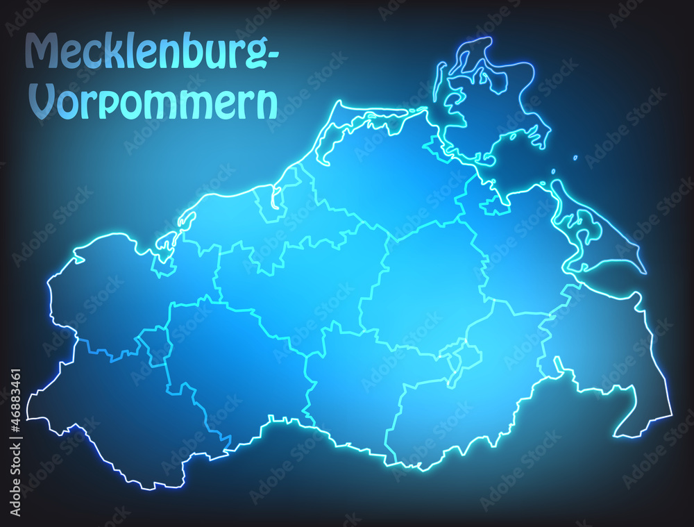 Leuchtende Karte von Mecklenburg-Vorpommern