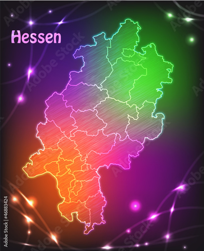 Bunte Karte von Hessen als Scribble