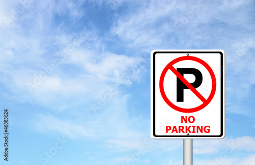 no parking sign with blue sky © geargodz