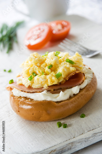 Bagel with Scrambled Egg Topping