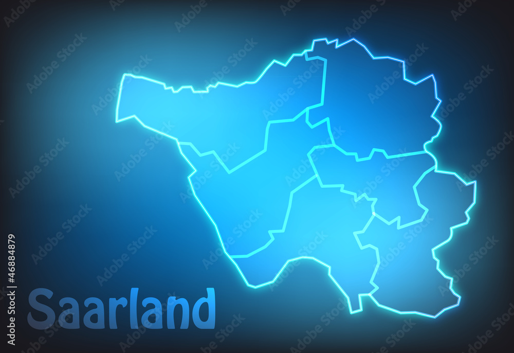 Leuchtende Karte von Saarland