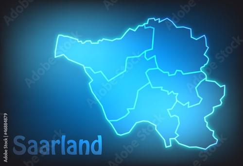 Leuchtende Karte von Saarland