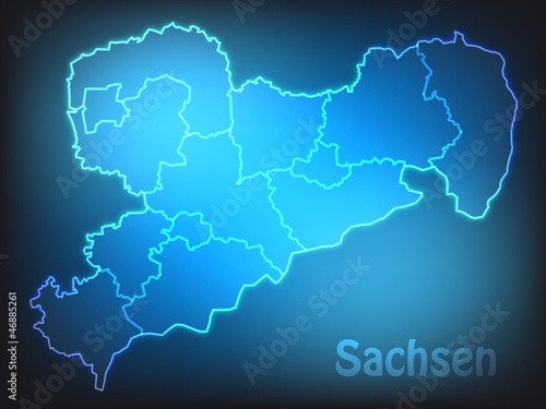 Leuchtende Karte von Sachsen