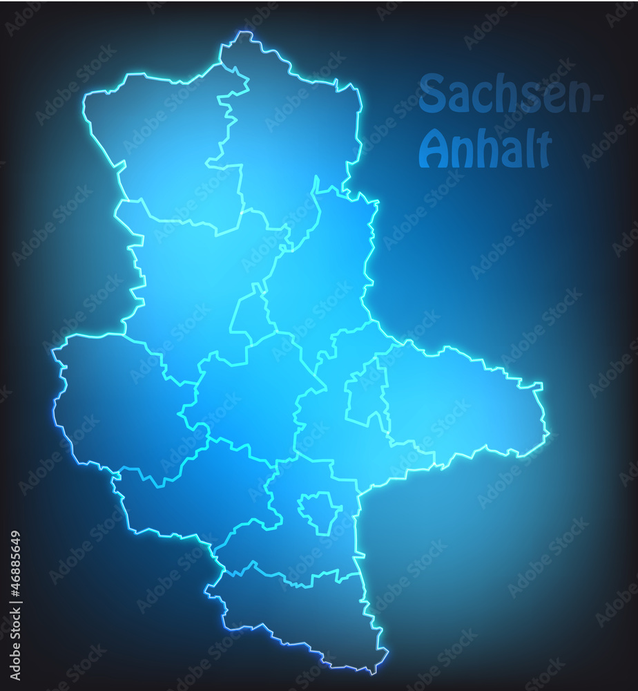 Leuchtende Karte von Sachsen-Anhalt