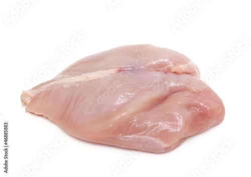 Fresh raw chicken fillets isolated on white background