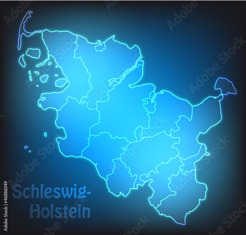 Leuchtende Karte von Schleswig-Holstein