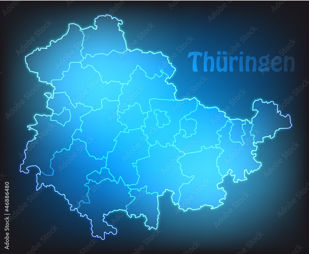 Leuchtende Karte von Thüringen