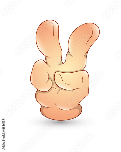 Cartoon Hand - Two Fingers Up - Vector Illustration