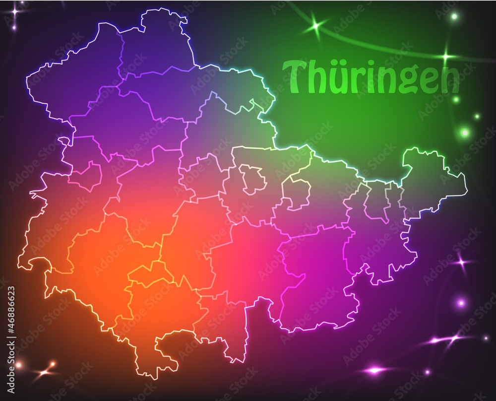 Bunte Karte von Thüringen