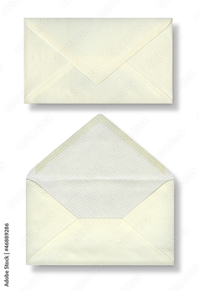 Close-up of two envelopes.