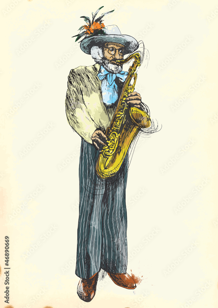Fototapeta premium Saxophone player - Fabulously beloved grandfather.