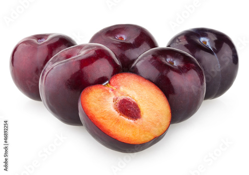 plums isolated on white