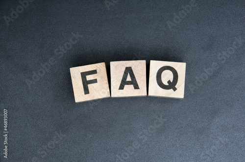 faq, top view black background