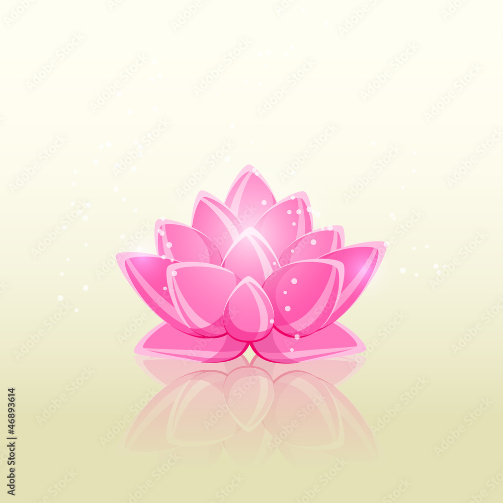 Fototapeta premium Shiny Pink Flower with Reflection in Water