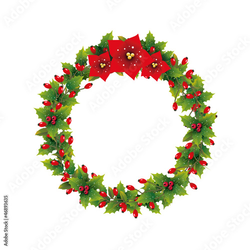 Hagebuttenkranz mit Weihnachtssterne zum Dekorieren