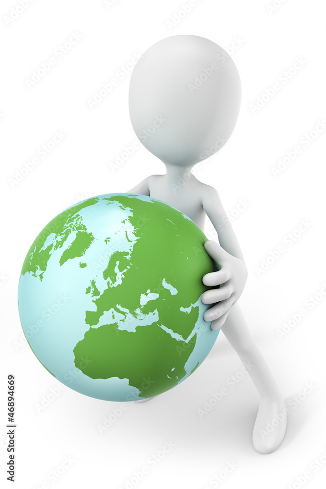 3d-man holding the earth globe