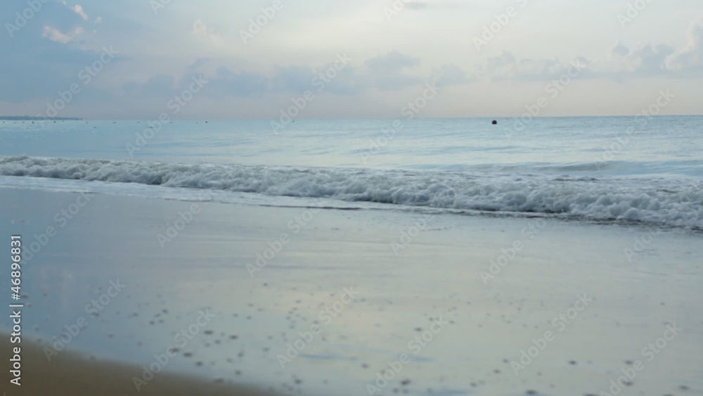 Beach with waves at the Mediterranean Resort Antalya Turkey