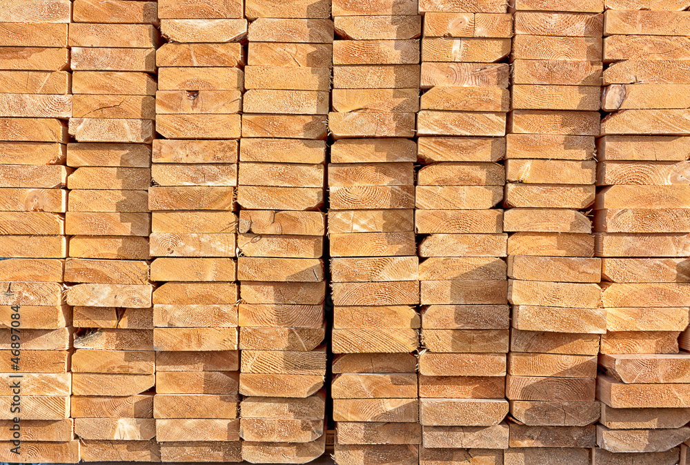 Stacked Lumber at Construction Site