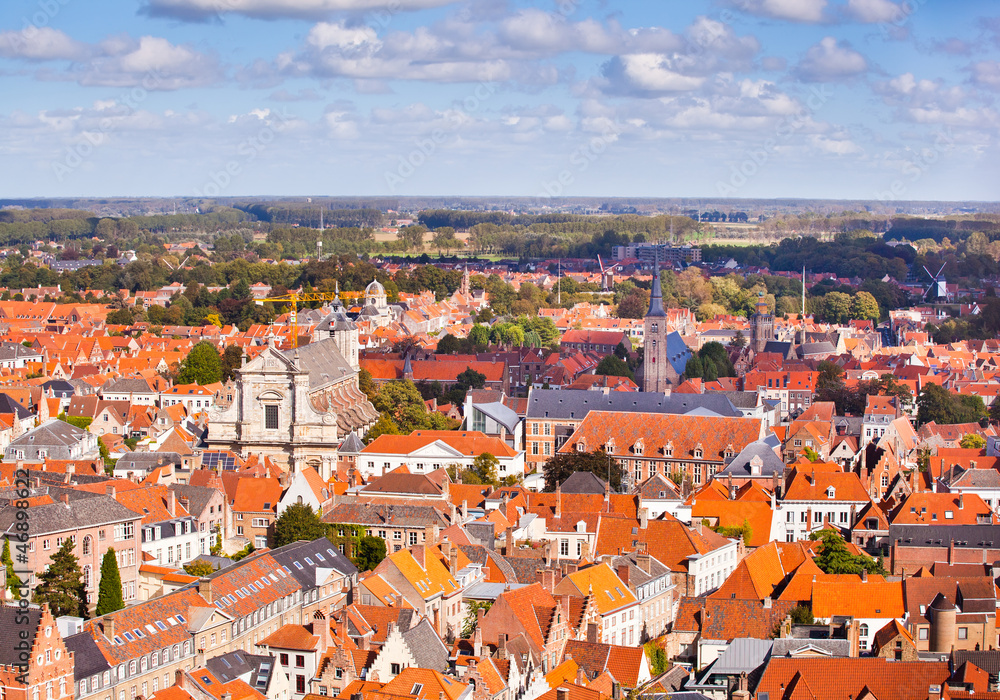 Panorama of the central part of Bruges