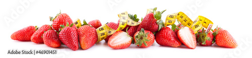 Strawberries with tape in panoramic