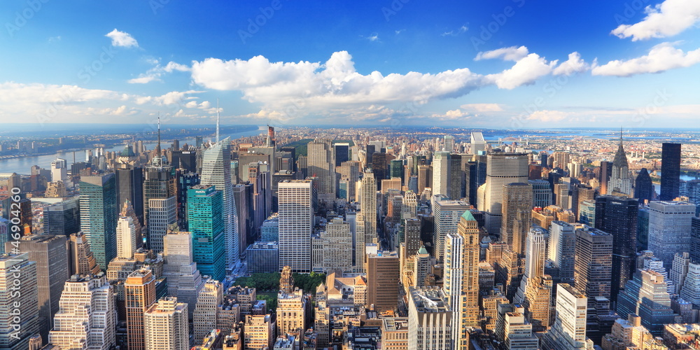 Vue aérienne du nord de Manhattan, New York.