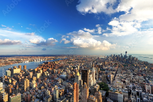 Vue aérienne de l'île de Manhattan, New York.