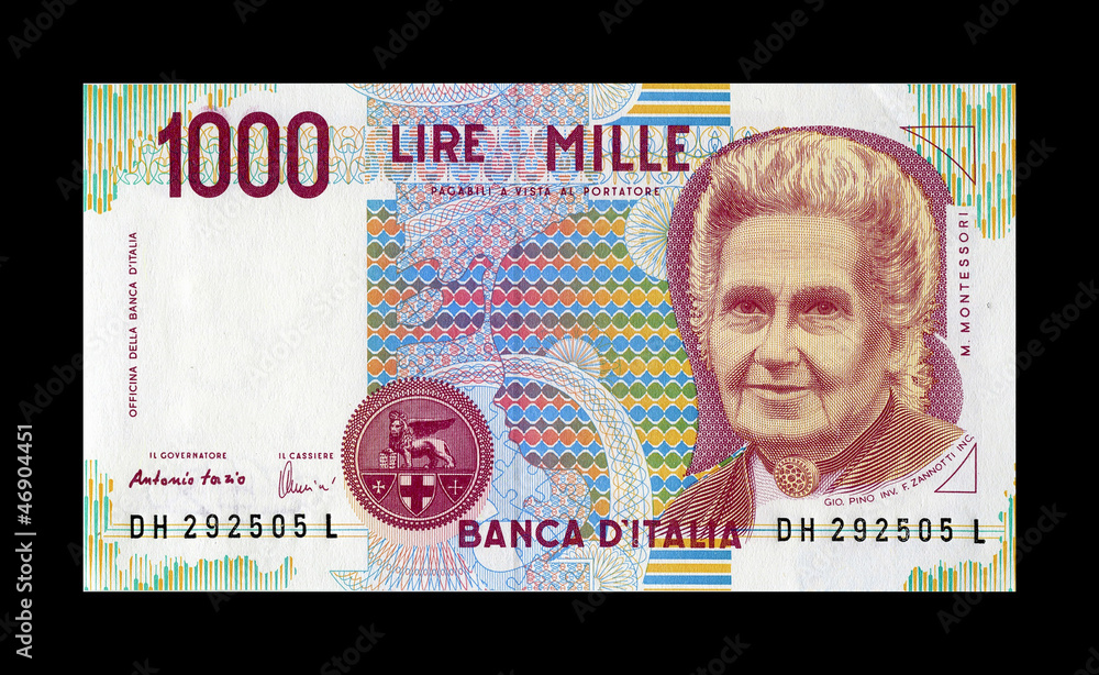 1000 lire Montessori recto Stock Photo Adobe Stock