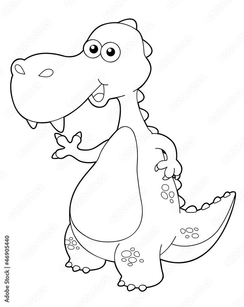 illustration of cartoon dinosaur outline Stock Vector | Adobe Stock
