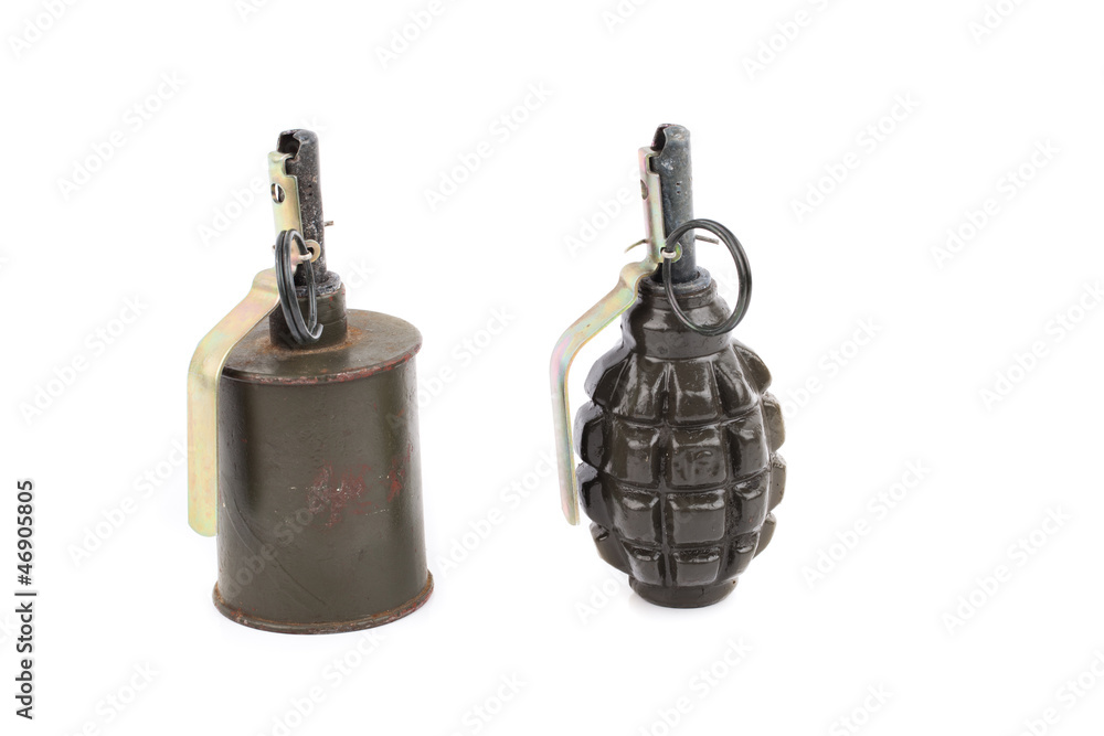 Fototapeta premium explosive grenades isolated on a white background