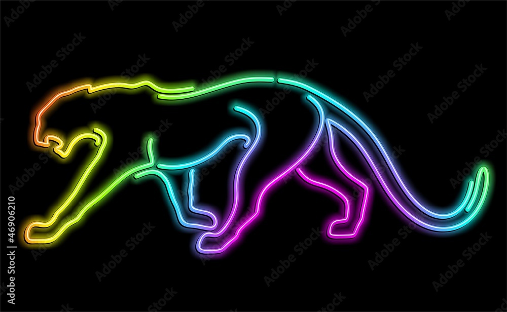 Fototapeta premium Panther Big Cat Psychedelic Neon Light-Pantera Psichedelico