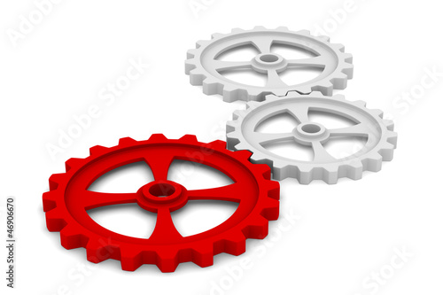 Three gears on white backgr...