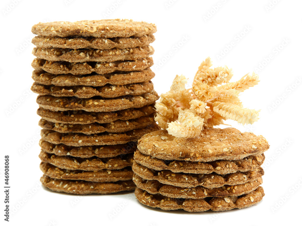 tasty crispbread and ears, isolated on white tasty crispbread and ears, isolated on white