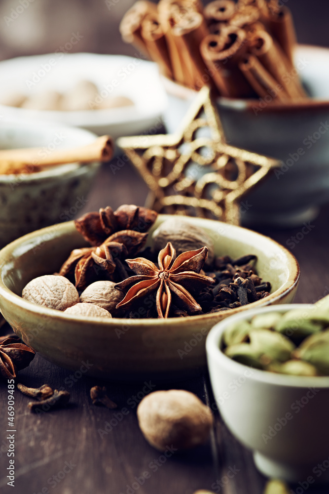 Assorted spices for christmas baking Assorted spices for christmas baking