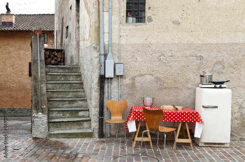 kitchen in exterior photo