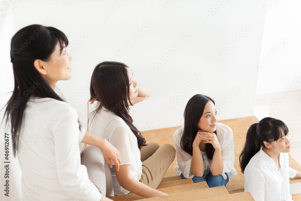 Beautiful young asian women relaxing in the room Beautiful young asian women relaxing in the room