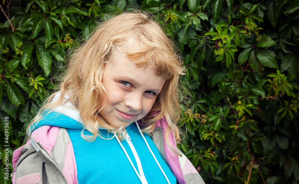 Little blond girl wears casual sport clothes Little blond girl wears casual sport clothes