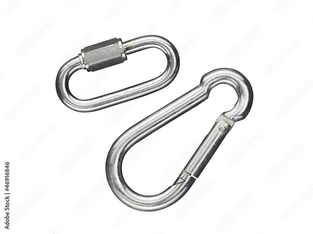 A pair of carabiners for the best security while climbing in mountain A pair of carabiners for the best security while climbing in mountain