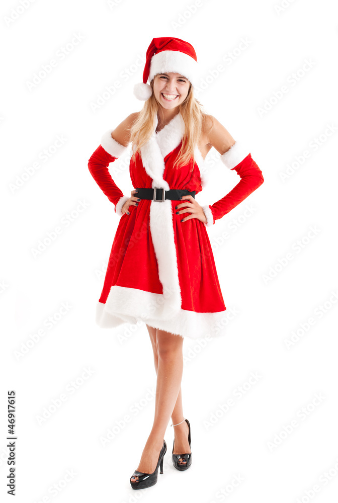 Beautiful woman dressed in Christmas cloths Beautiful woman dressed in Christmas cloths