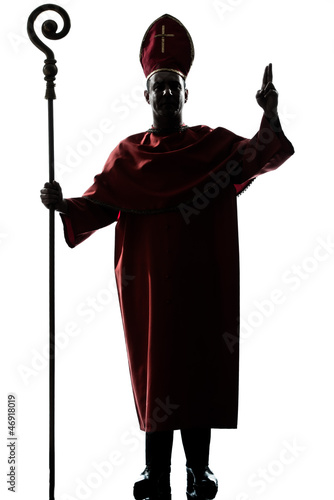 Fényképezés man cardinal bishop silhouette saluting blessing