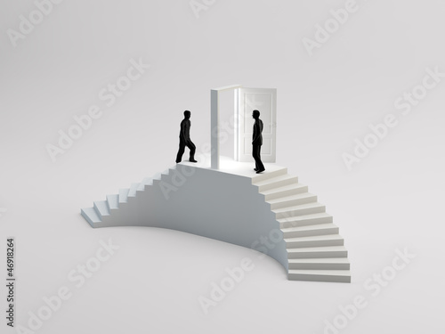 Staircase with a tiny man