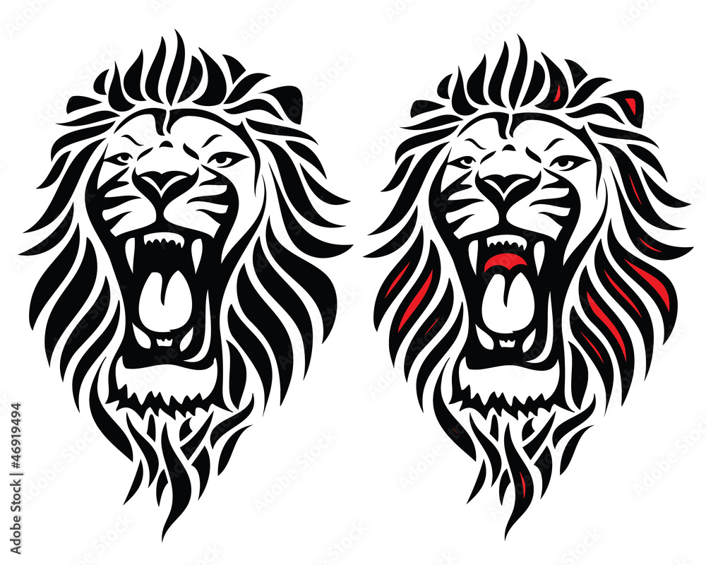 Naklejka premium Isolated tribal lion tattoo