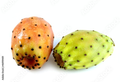 Prickly pear ( cactus figs )  on white background.