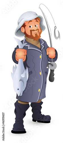 Fisherman Vector Illustration Cartoon