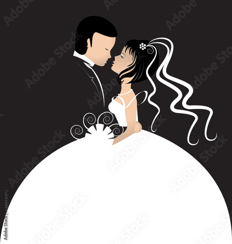 Bride and groom invitation card vector