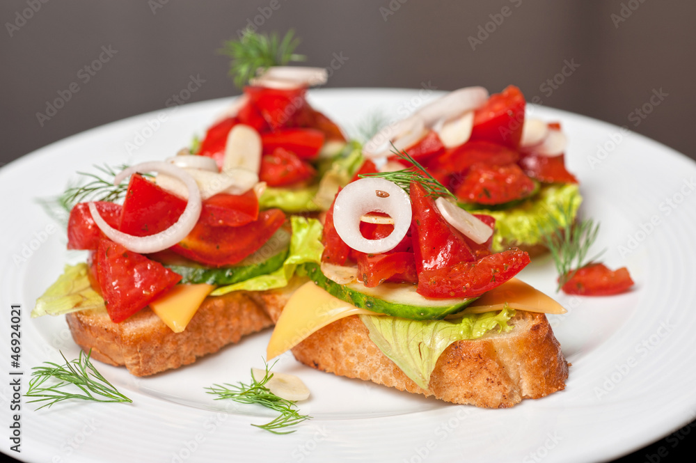 Toast with vegetables Toast with vegetables