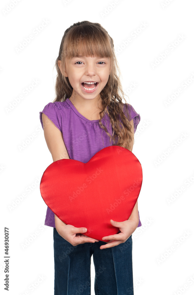 Little girl with red heart Little girl with red heart