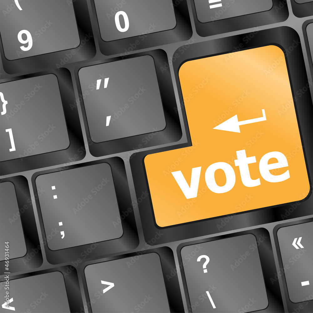 Computer keyboard with vote key, business concept Computer keyboard with vote key, business concept