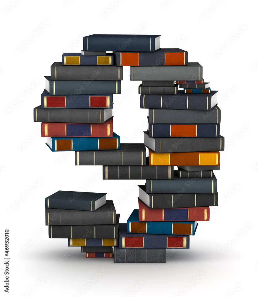 Fototapeta premium Number 9, stacked from books