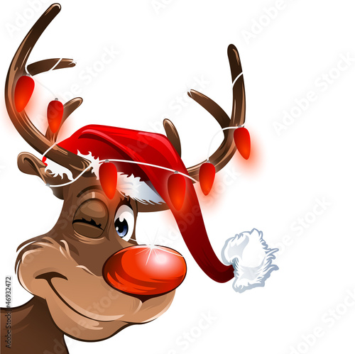 weihnachten muetze rudolf lichterkette rot photo